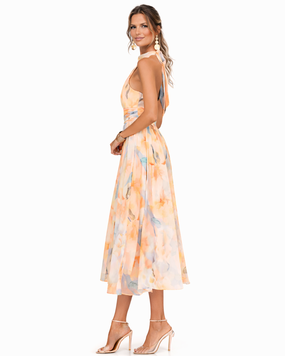 Aurora | Halter Dress with Watercolor Print