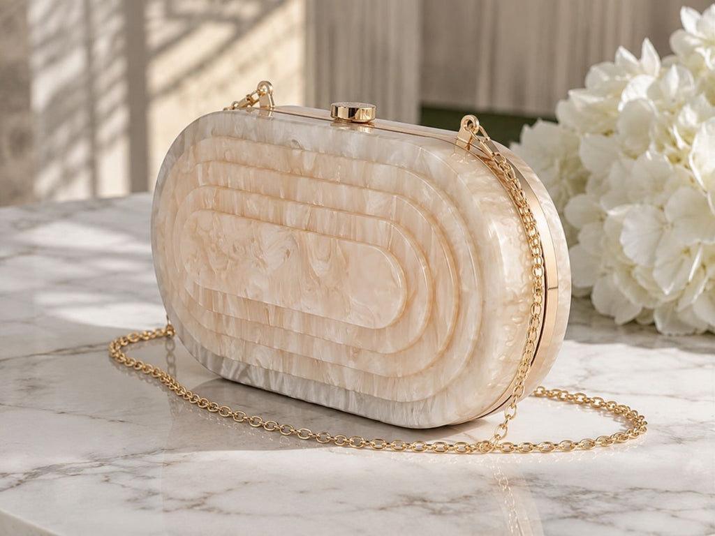 Marble-effect handbag