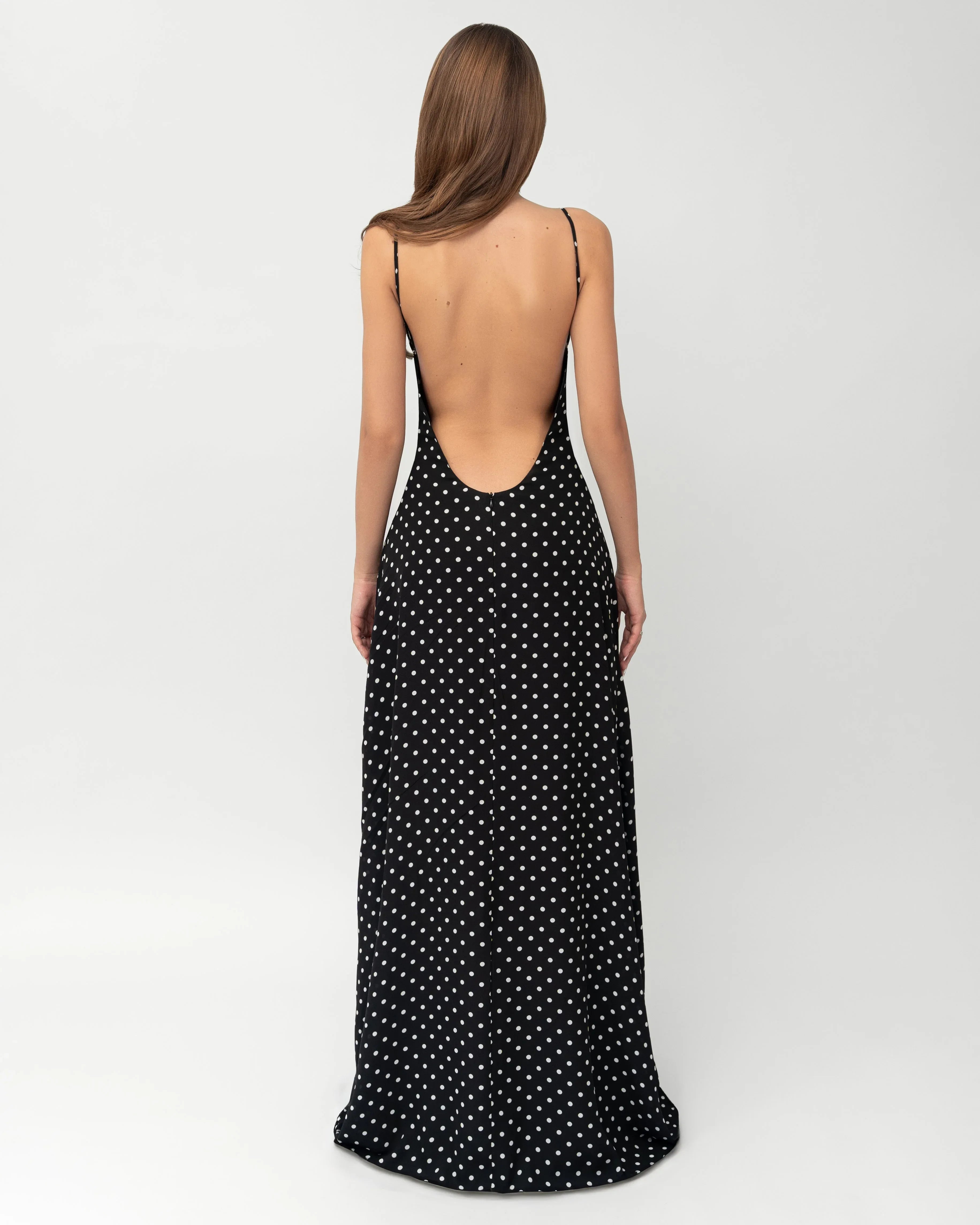 AMARA | Midnight Muse Polka Dot Maxi