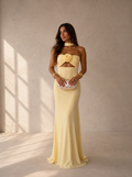 Pastel yellow dress with floral print