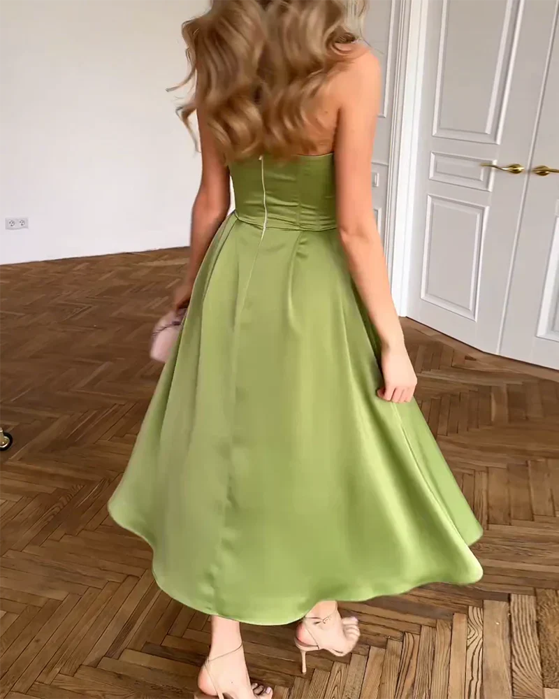 Liora™ | Elegant Strapless Midi Dress