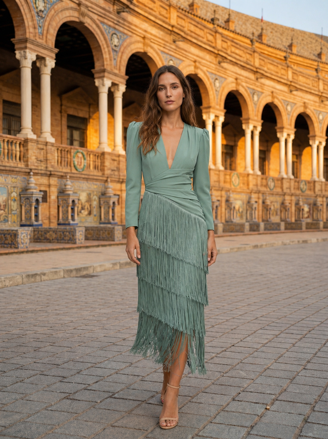 Clara | Elegant Fringe Dress with Sleeves