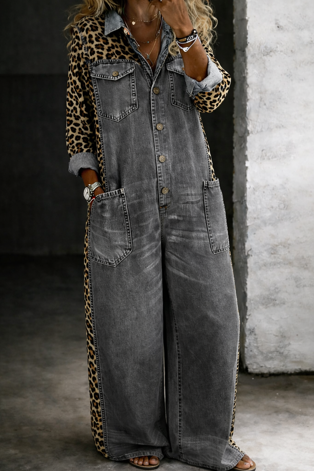 Amanda™ | Denim shirt jumpsuit