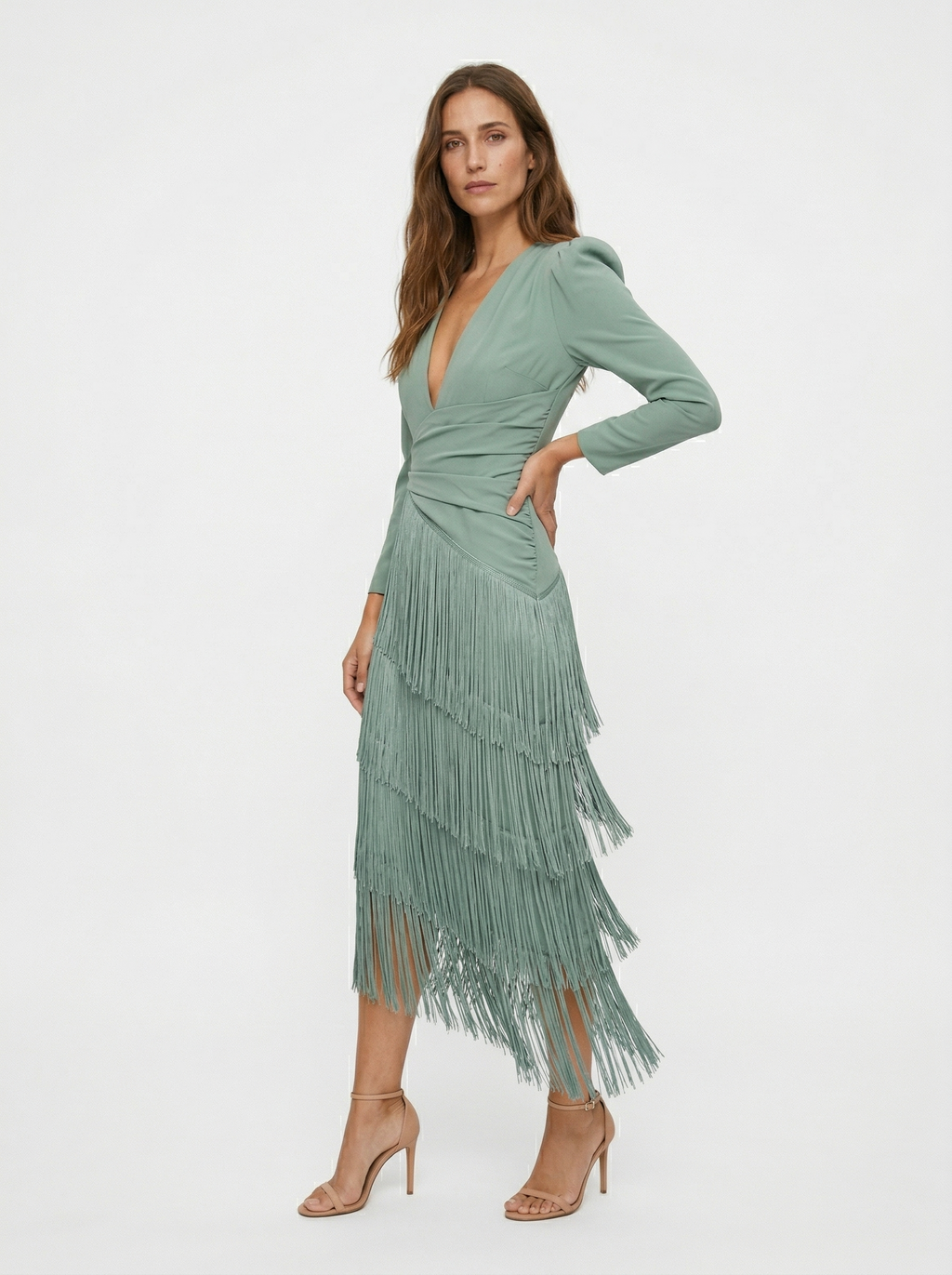Clara | Elegant Fringe Dress with Sleeves