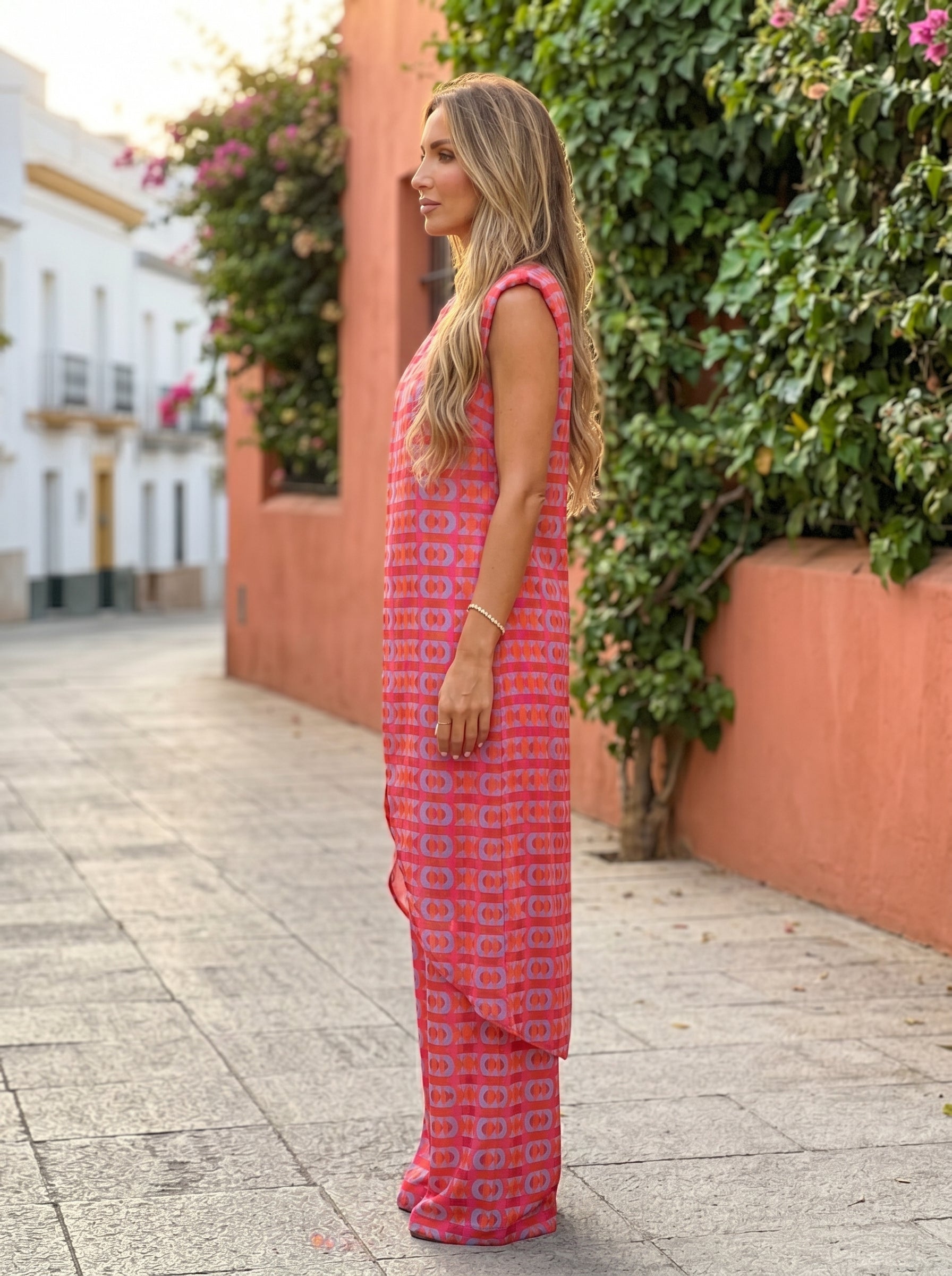 Vera | Fluid Tunic and Palazzo Pants Set with Retro Print