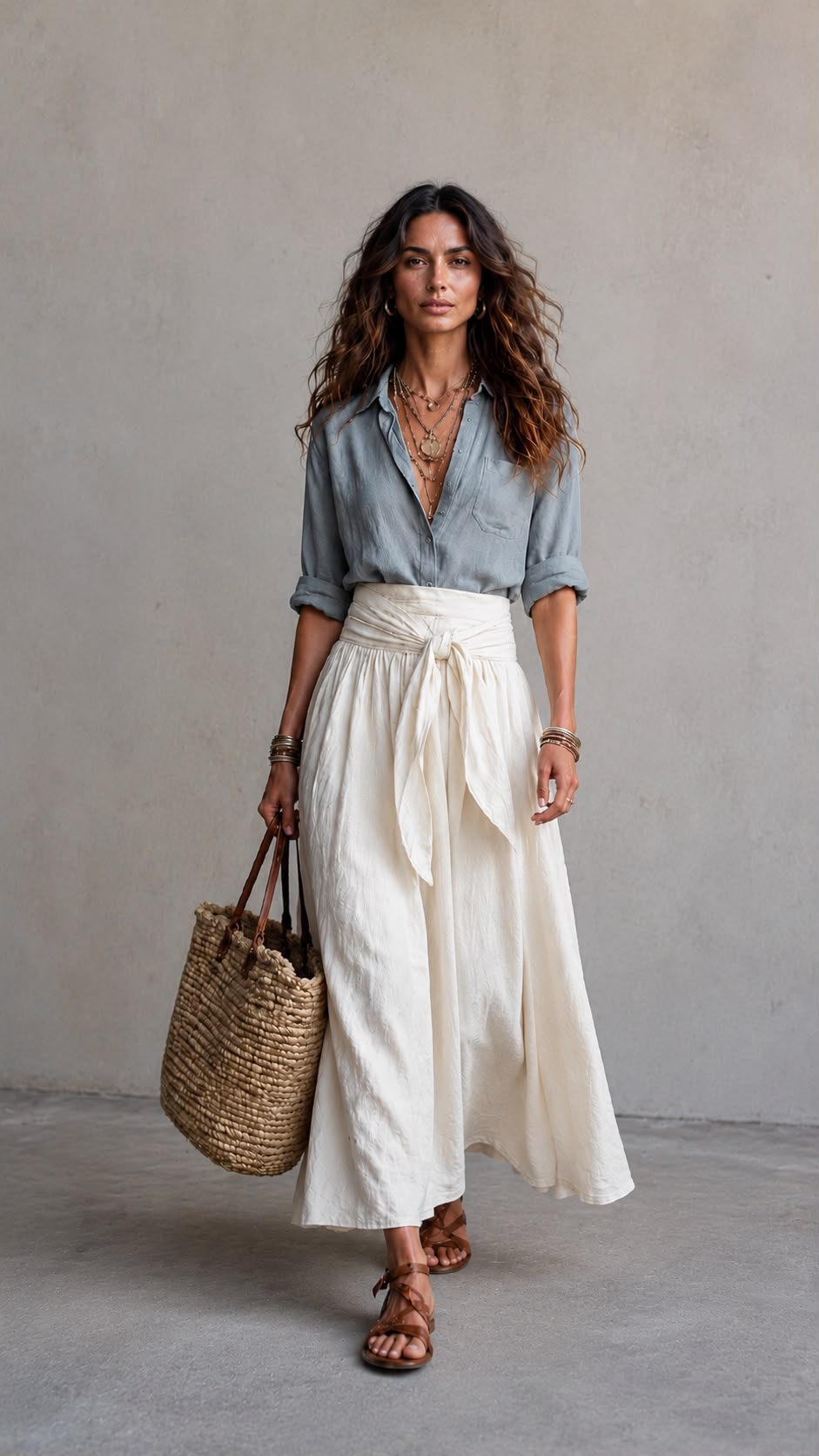 Vera™ | Two-Piece Set: Black Top and Olive Green Midi Skirt