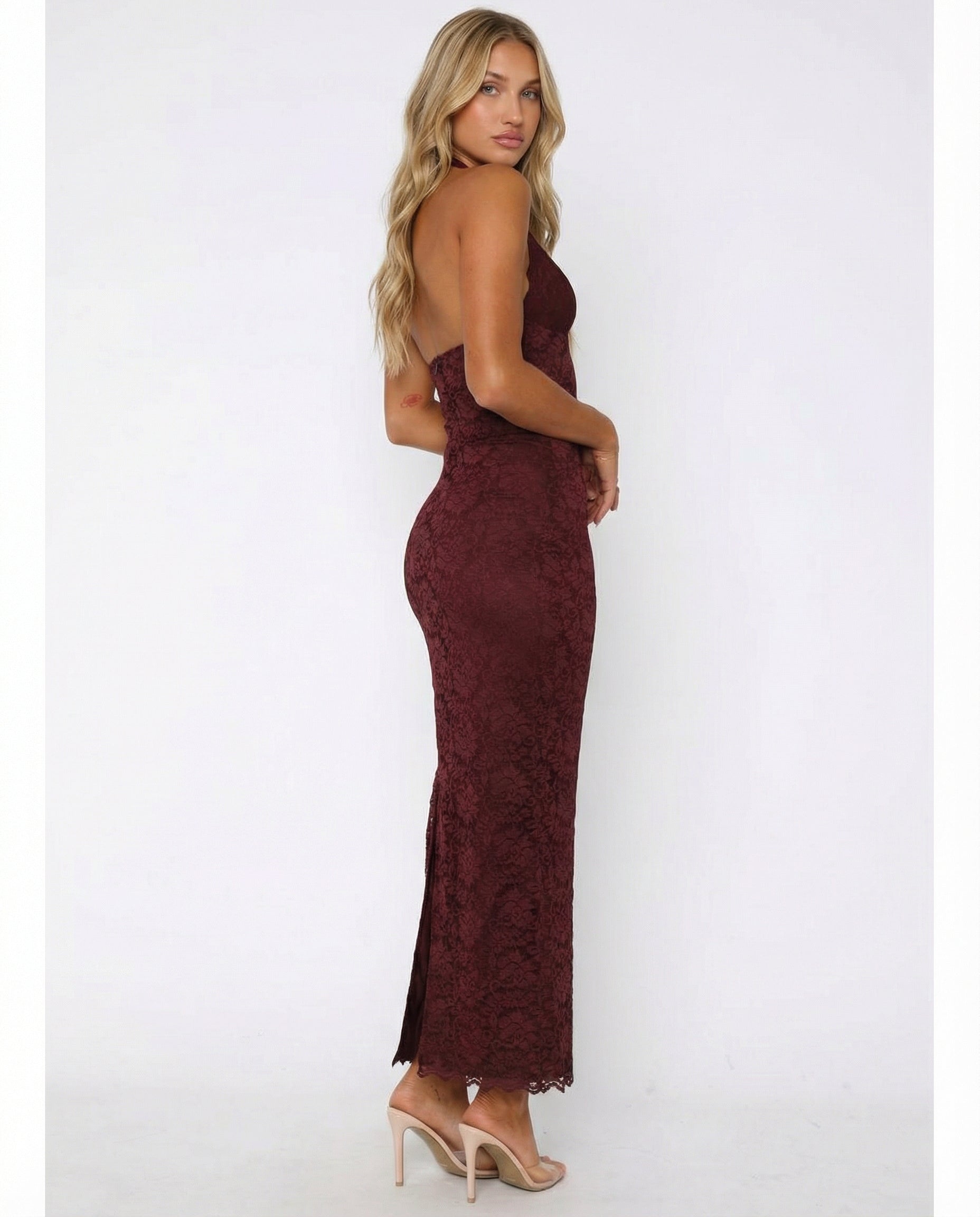 Open Back Lace Maxi Dress