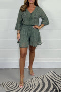 V-neck Lace Short Set